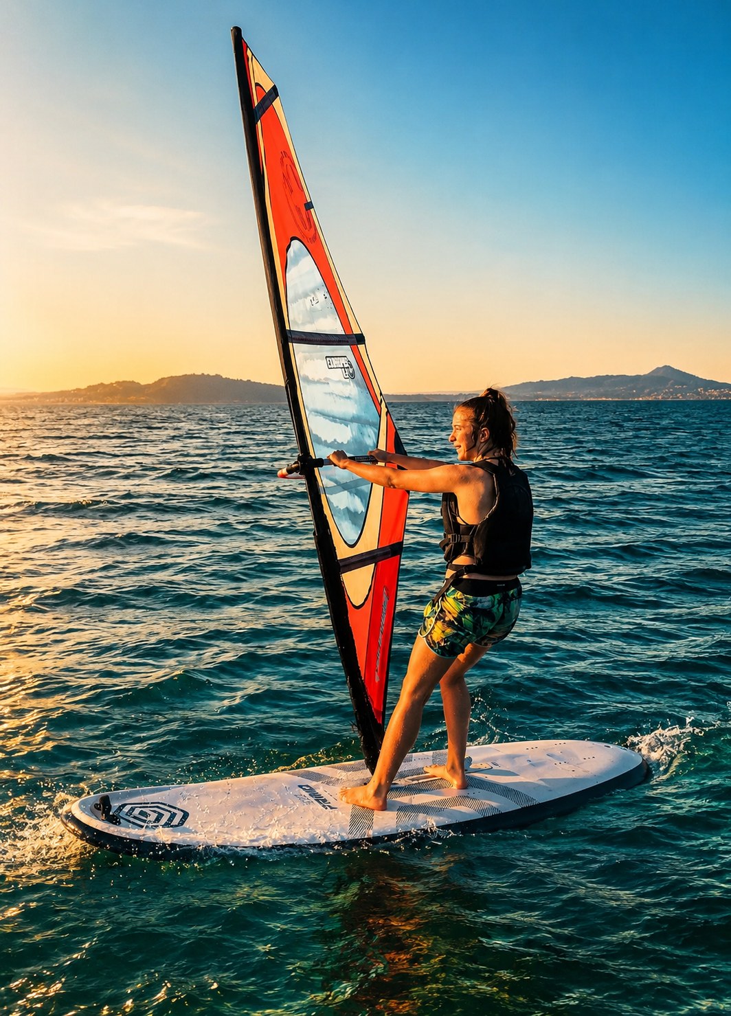 Windsurf al tramonto sulla costa